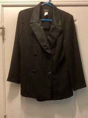 Virgo Black Satin-Lapel Double Breasted Blazer